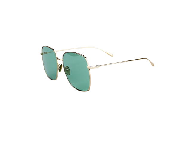 Gucci Gucci Square Frame Sunglasses In Gold Metal With Green Lens - view 1