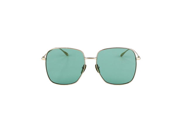 Gucci Gucci Square Frame Sunglasses In Gold Metal With Green Lens - view 2