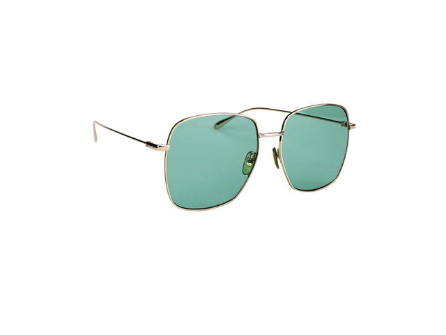 Gucci Gucci Square Frame Sunglasses In Gold Metal With Green Lens - view 3
