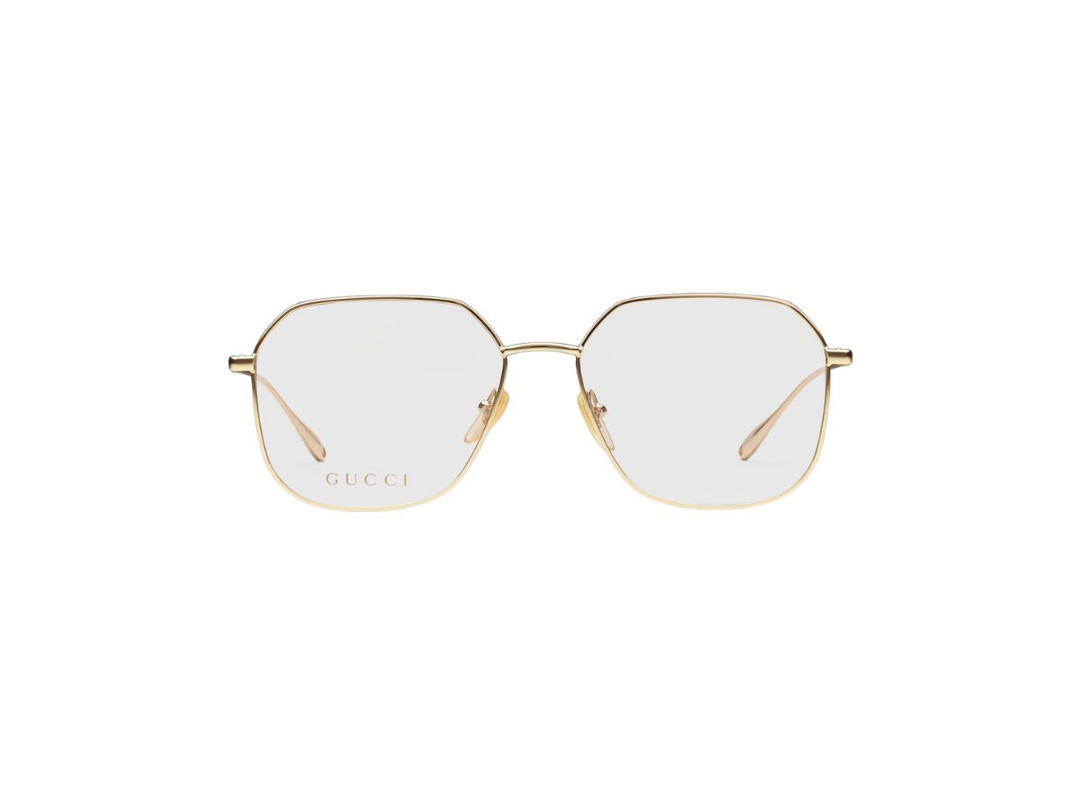 Gucci Gucci Square Optical Frame Glasses In Shiny Gold Metal Frame With Heart-Shaped Charms