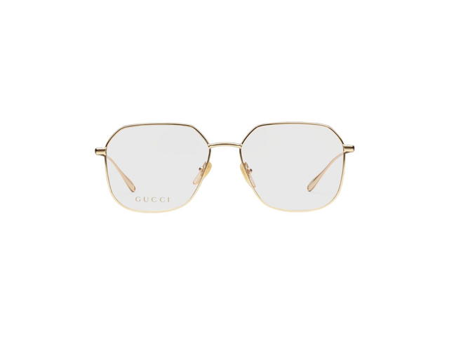 Gucci Gucci Square Optical Frame Glasses In Shiny Gold Metal Frame With Heart-Shaped Charms - view 1