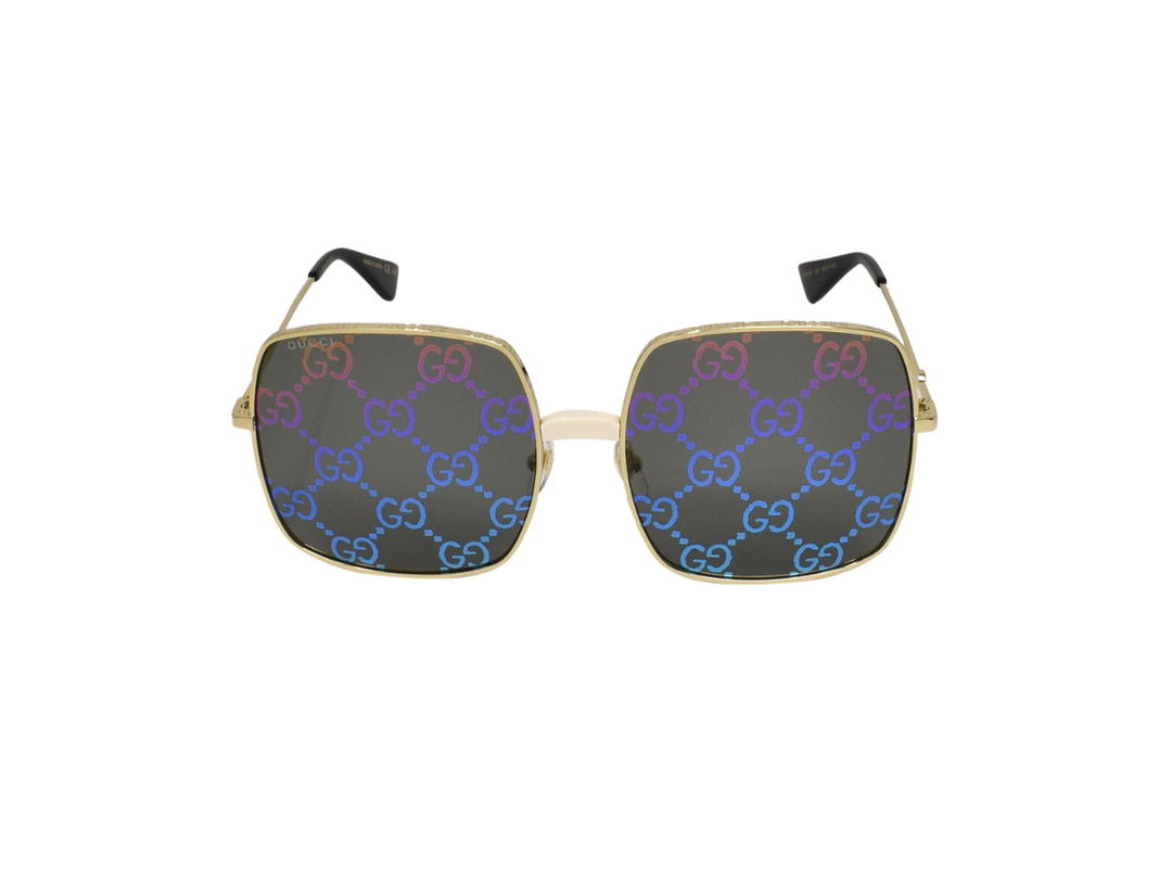 Gucci Gucci Square Sunglasses In Gold Metal Frame With GG Print