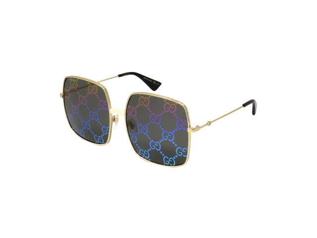 Gucci Gucci Square Sunglasses In Gold Metal Frame With GG Print - view 3