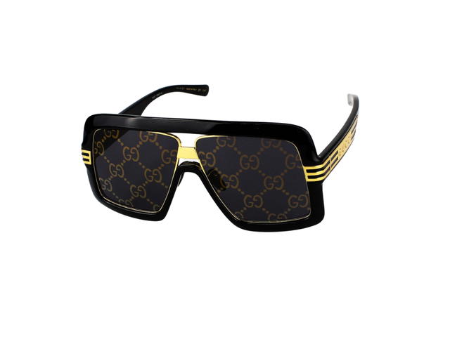 Gucci Gucci Square Sunglasses In Plastic Metal With GG Lens Black - view 1