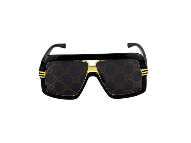 Gucci Gucci Square Sunglasses In Plastic Metal With GG Lens Black - view 2