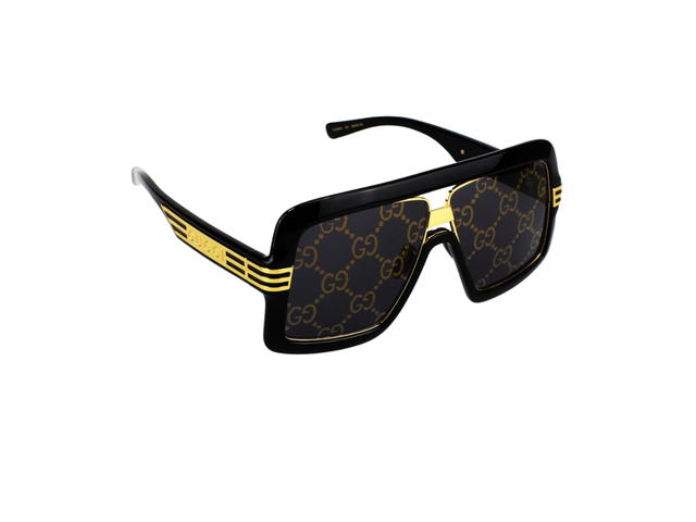 Gucci Gucci Square Sunglasses In Plastic Metal With GG Lens Black - view 3