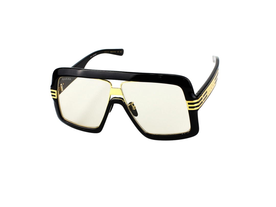 Gucci Gucci Square Sunglasses In Plastic Metal With Yellow Lens Black