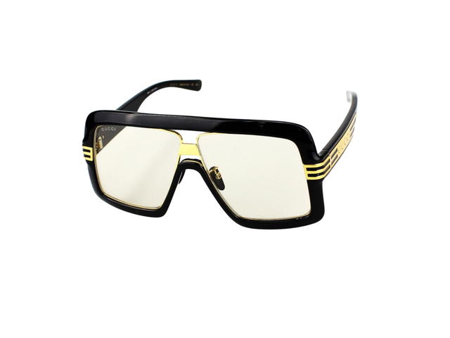 Gucci Gucci Square Sunglasses In Plastic Metal With Yellow Lens Black - view 1