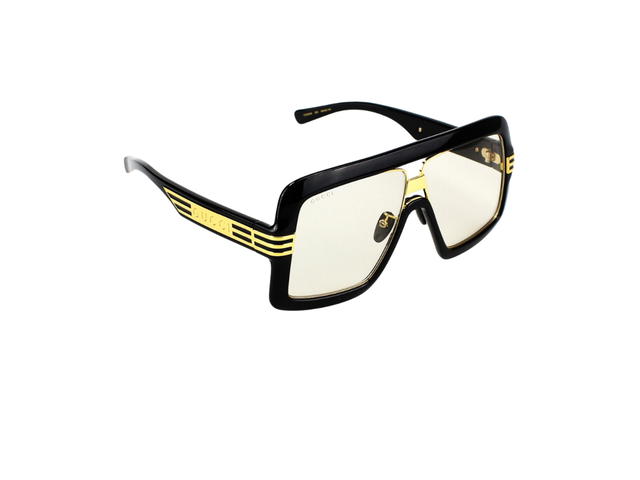 Gucci Gucci Square Sunglasses In Plastic Metal With Yellow Lens Black - view 3