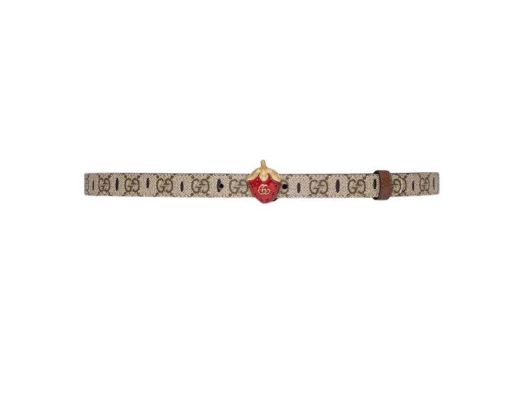 Gucci Gucci Strawberry Belt In Brown Leather With Gold-Tone Hardware