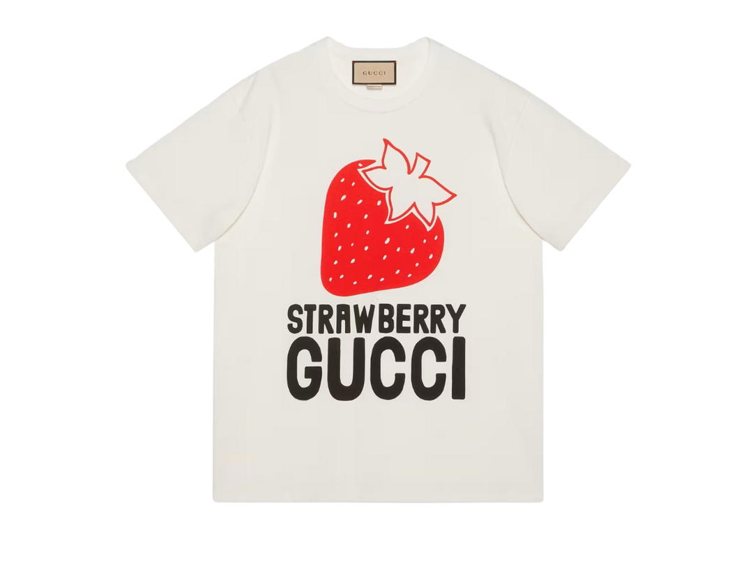 Gucci Gucci Strawberry Gucci Cotton T-Shirt Off-White