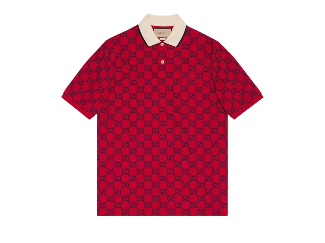 Gucci Gucci Stretch Cotton Piquet Polo Live Red Bluette