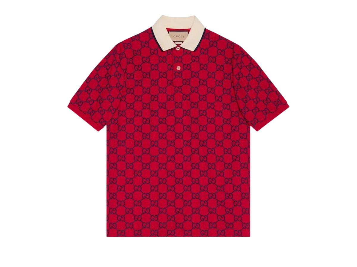 Gucci Gucci Stretch Cotton Piquet Polo Live Red Bluette