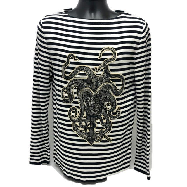 Gucci GUCCI Striped Octopus Trainer Sweater White x Black 461177 - view 1