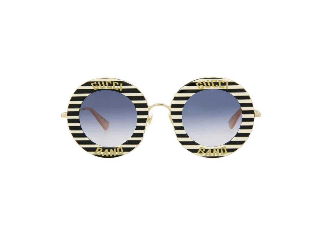 Gucci Gucci Sunglasses With Black And White Striped Round Frame