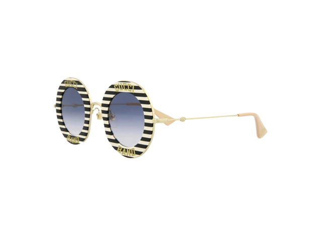 Gucci Gucci Sunglasses With Black And White Striped Round Frame - view 3