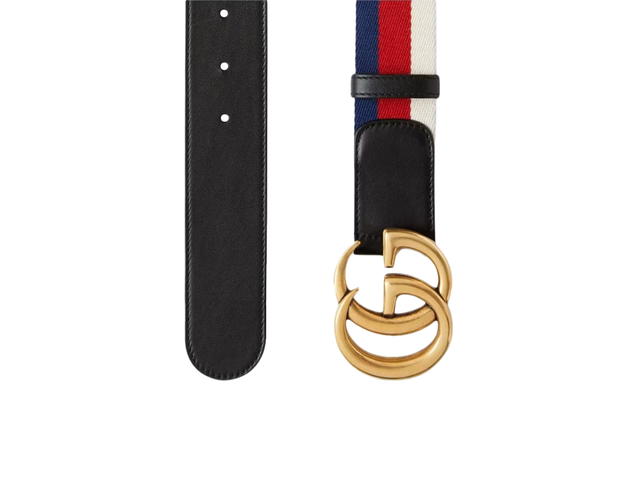 Gucci Gucci Sylvie Web Belt With Double G Buckle 40MM In Leather With Shiny Gold-Toned Hardware Black-Red-Green - view 2