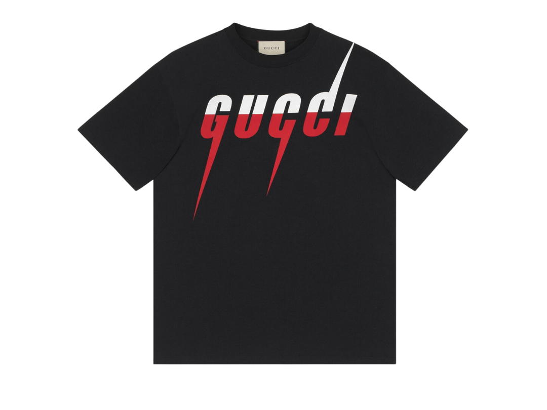 Gucci Gucci T-Shirt With Gucci Blade Print In Cotton Jersey With White-Red Print Black