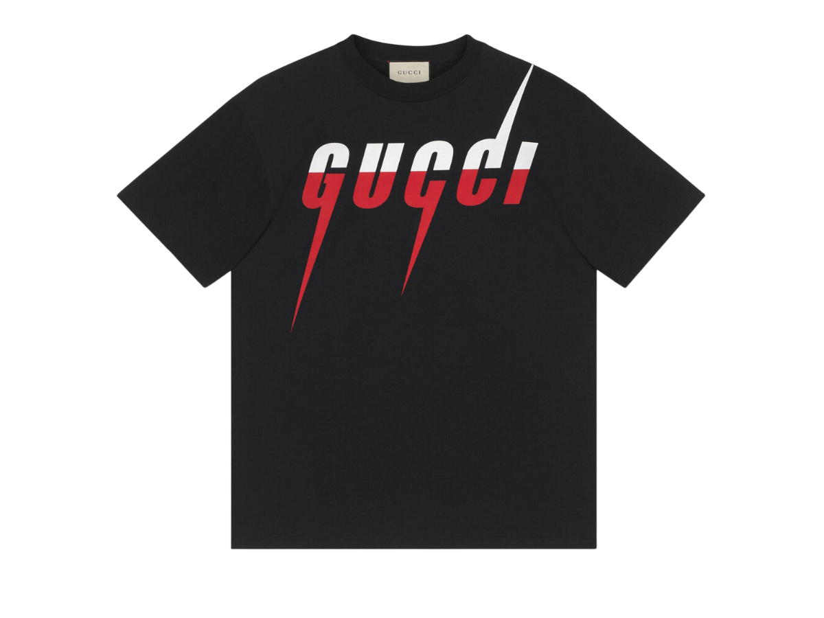 Gucci Gucci T-Shirt With Gucci Blade Print In Cotton Jersey With White-Red Print Black