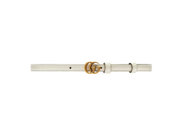 Gucci Gucci Thin Patent Double G Belt In White Patent Leather Gold-Toned Hardware - view 1