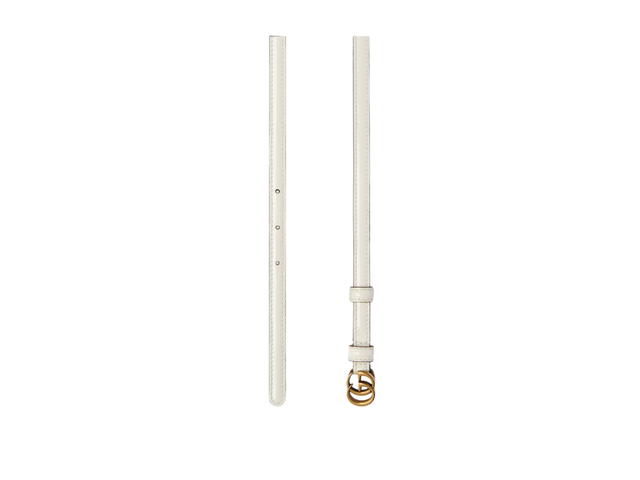 Gucci Gucci Thin Patent Double G Belt In White Patent Leather Gold-Toned Hardware - view 2