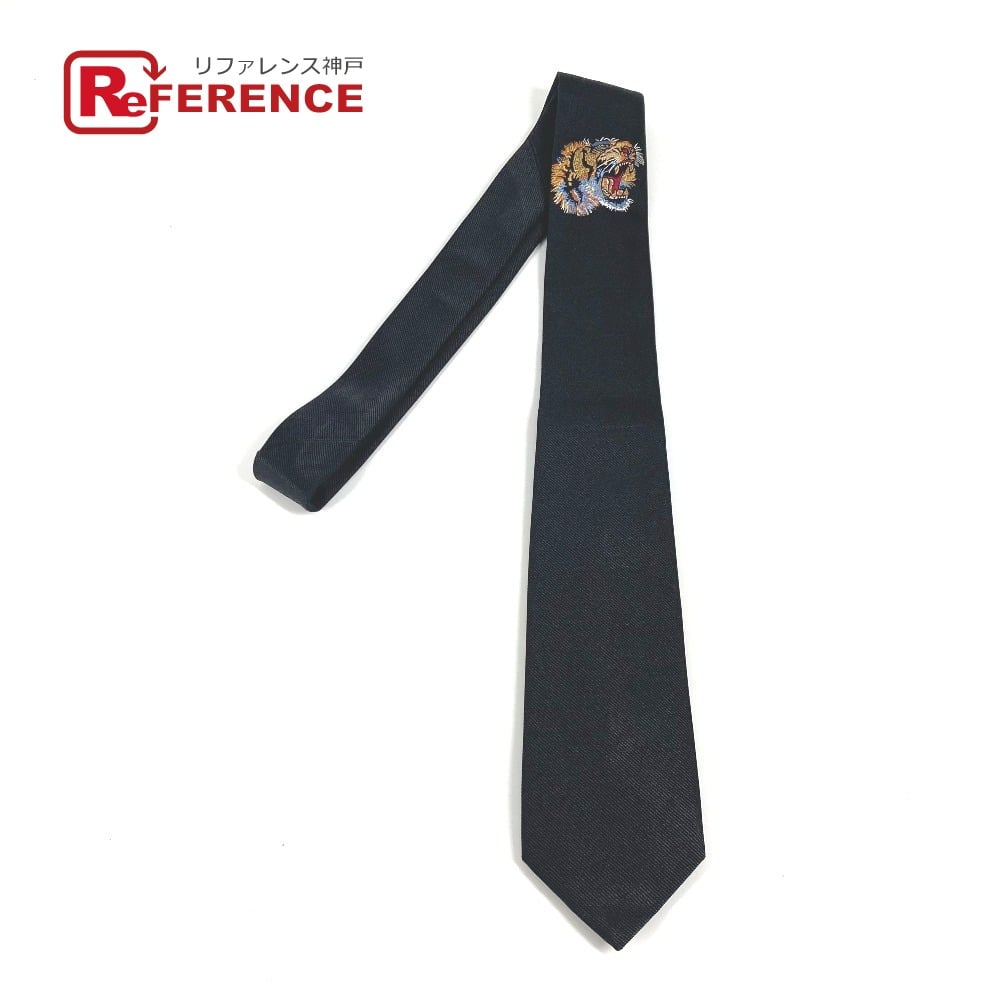 Gucci GUCCI tiger embroidery Tiger Animal Accessories Necktie silk Black