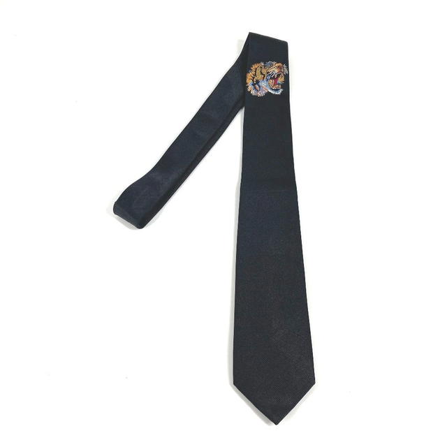 Gucci GUCCI tiger embroidery Tiger Animal Accessories Necktie silk Black - view 2