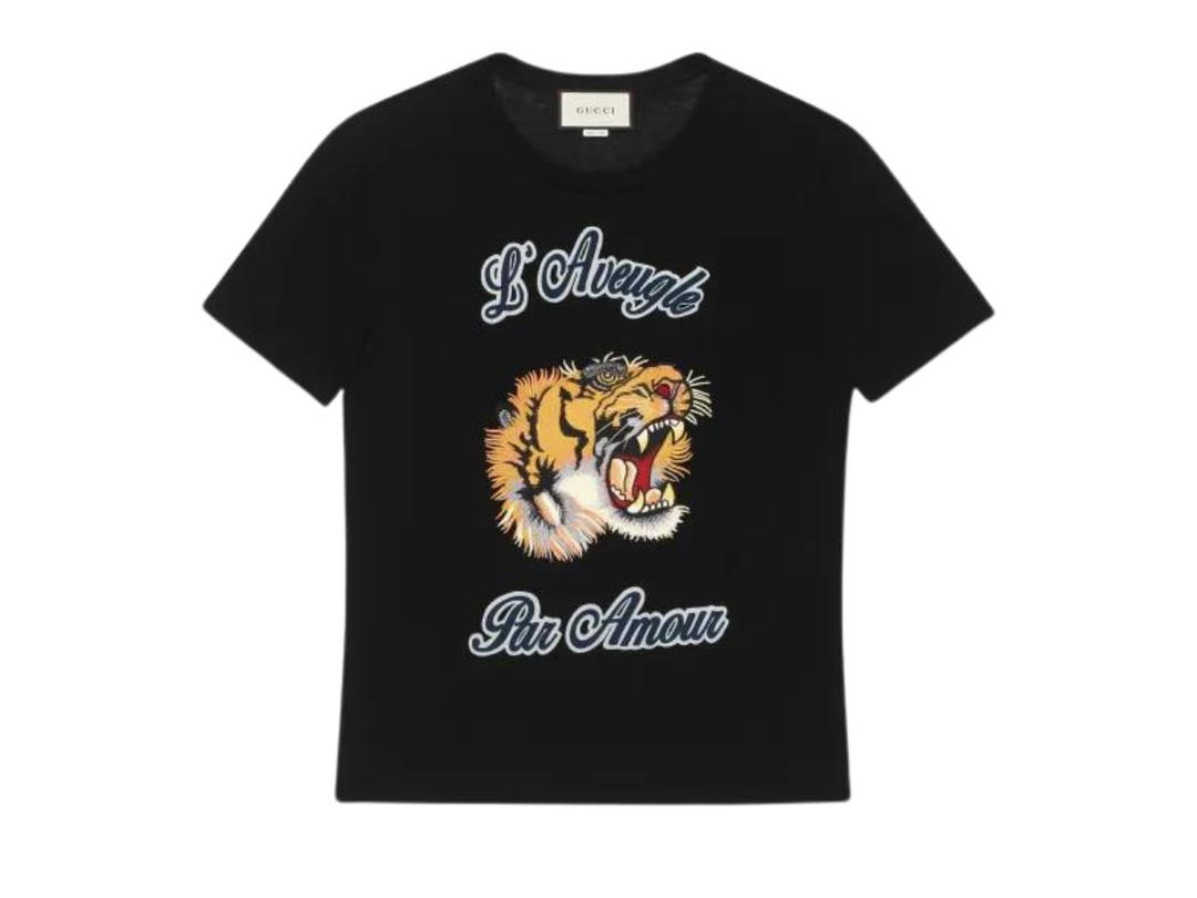 Gucci Gucci Tiger Patch T-Shirt Black
