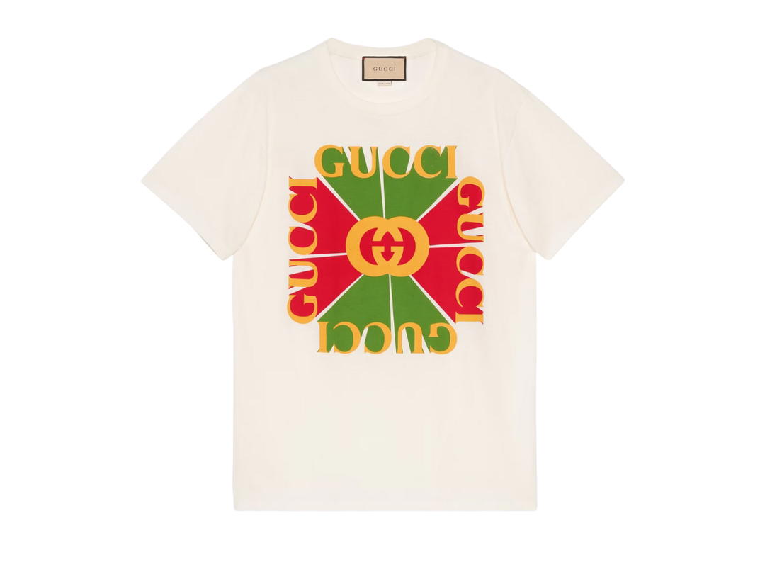 Gucci Gucci Vintage Logo Print Cotton T-Shirt Off-White