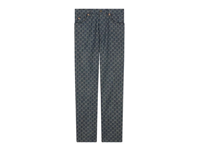 Gucci Gucci Washed GG Denim Trousers Dark Blue And Ivory Washed - view 1
