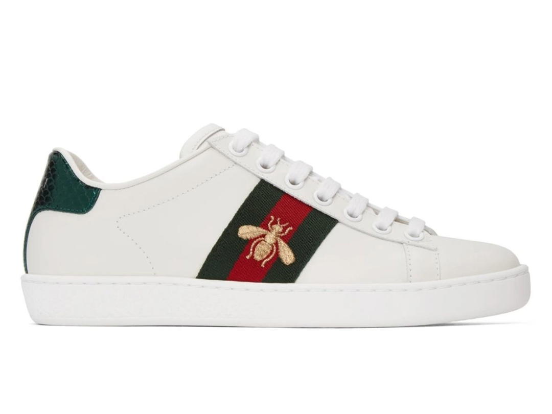 Gucci Gucci White Embroidered Bee Ace Sneakers