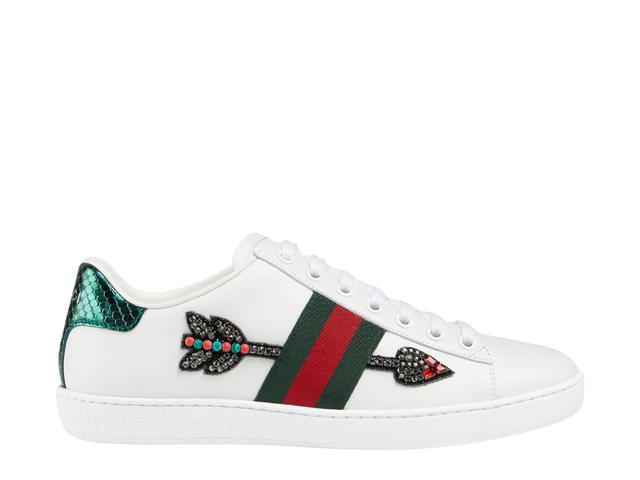 Gucci Gucci Women's Ace Embroidered Sneaker In White Leather With Green And Red Web - view 1