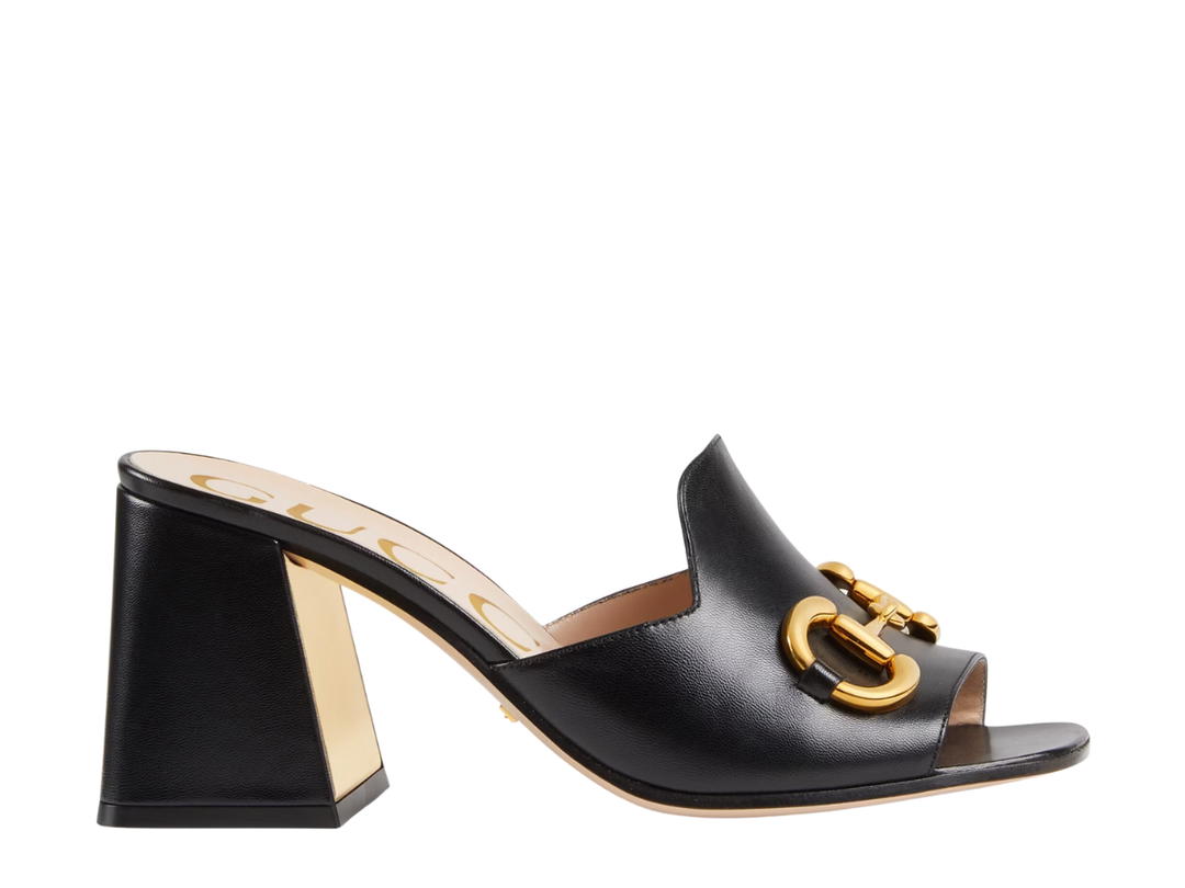 Gucci Gucci Women's Slide Sandal With Horsebit And Gold-Toned Hardware Black