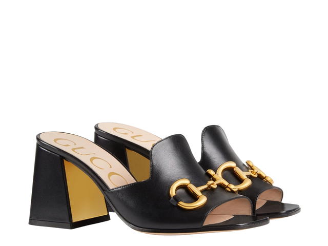 Gucci Gucci Women's Slide Sandal With Horsebit And Gold-Toned Hardware Black - view 2