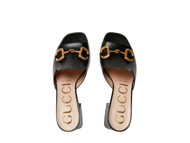 Gucci Gucci Women's Slide Sandal With Horsebit And Gold-Toned Hardware Black - view 3
