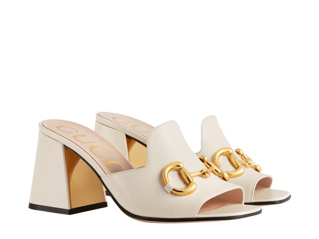 Gucci Gucci Women's Slide Sandal With Horsebit And Gold-Toned Hardware White - view 2