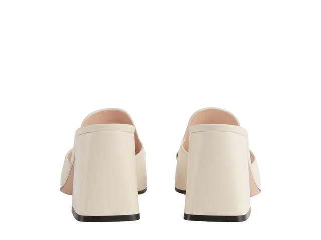 Gucci Gucci Women's Slide Sandal With Horsebit And Gold-Toned Hardware White - view 4