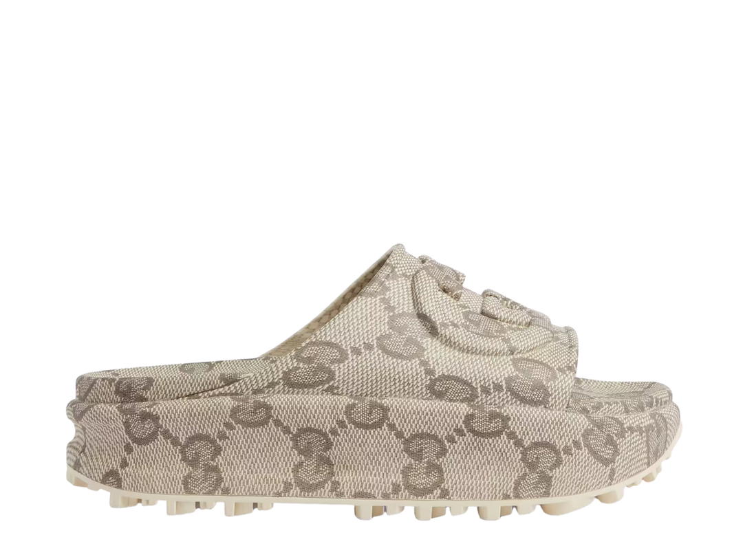 Gucci Gucci Women's Slide Sandal With Interlocking G Beige and Ebony