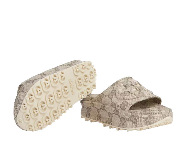 Gucci Gucci Women's Slide Sandal With Interlocking G Beige and Ebony - view 3