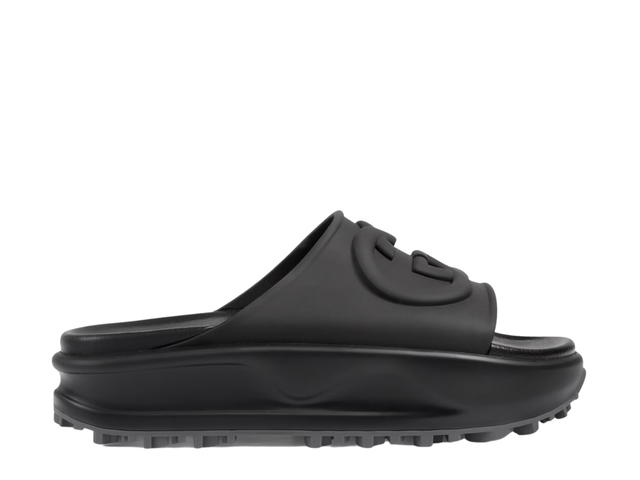 Gucci Gucci Women's Slide With Interlocking G In Black Rubber-Embossed (W) - view 1