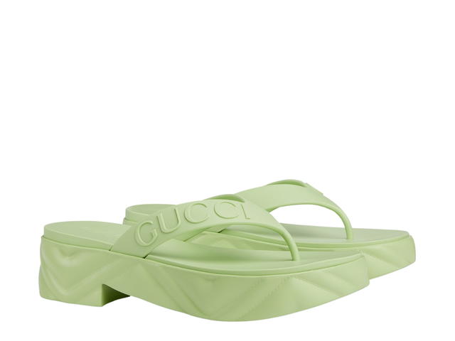 Gucci Gucci Women's Thong Platform Sandal In Light Green Rubber Sole (W) - view 2