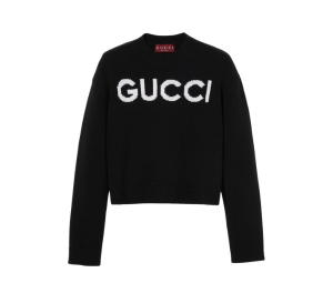 Buy Gucci Wool Top With Gucci Intarsia In Black Wool Crewneck at Sasom – Authentic and Ready to Ship