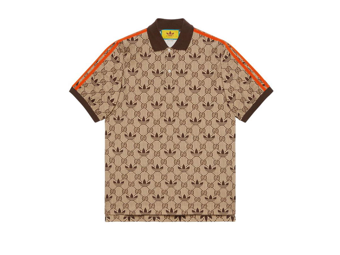 Gucci Gucci X adidas GG Trefoil Polo Shirt In Beige