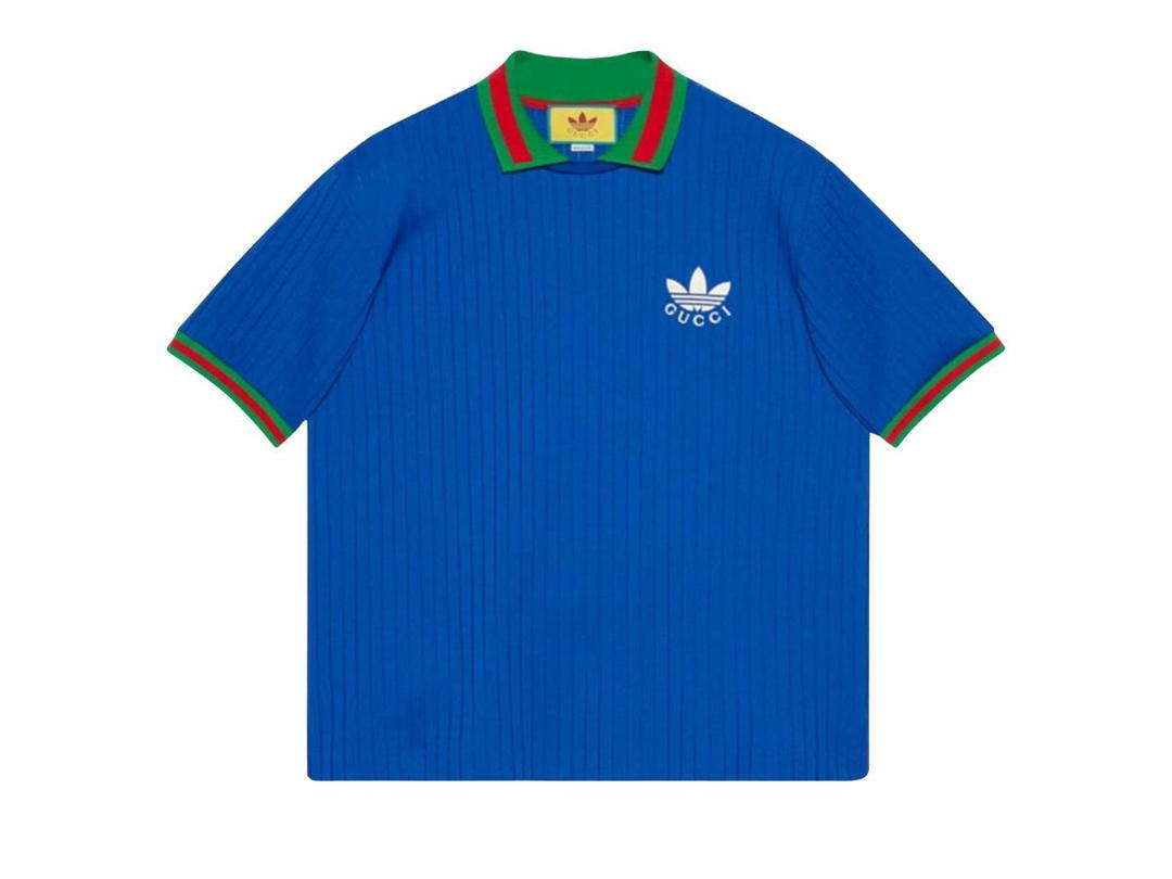 Gucci Gucci X adidas Polyester Polo Shirt Cobalt Blue