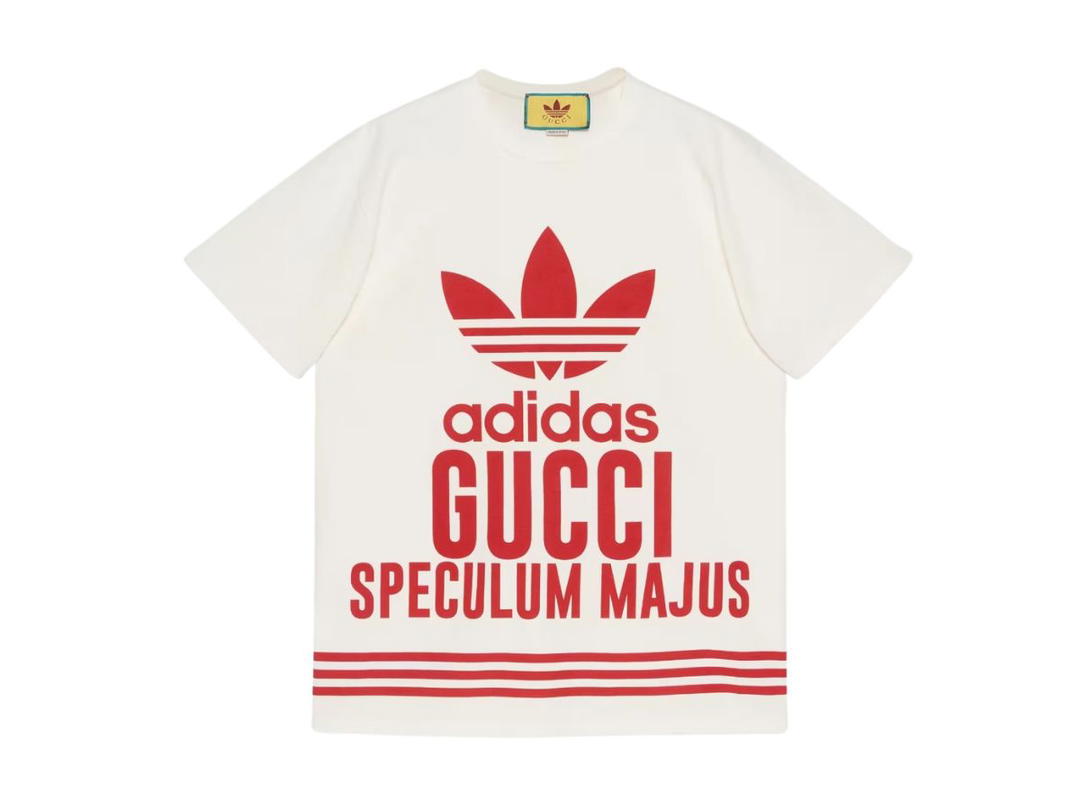 Gucci Gucci X adidas Speculum Majus T-Shirt In White And Red Cotton