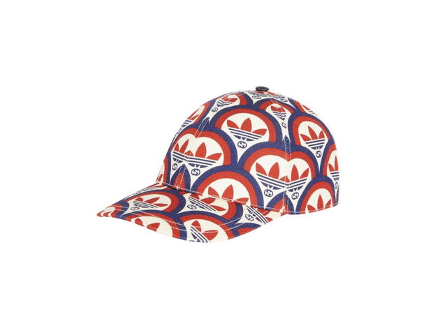 Gucci Gucci X adidas Trefoil Print Baseball Hat In Blue And Red GG Supreme Canvas - view 1