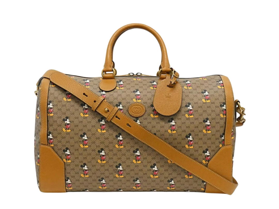 Gucci Gucci x Disney Monogram Duffle Travel Bag Beige Ebony