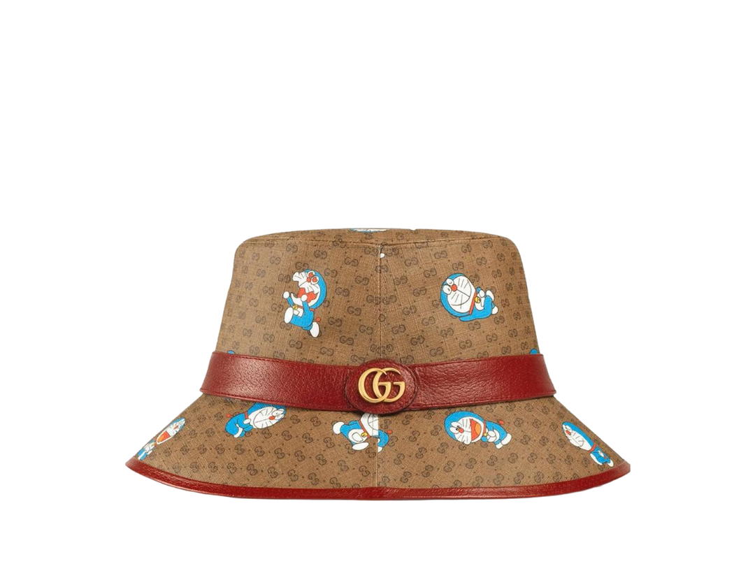 Gucci Gucci GG Canvas Bucket Hat In Ebony-Beige-Red GG Supeme Canvas-Doraemon Printed
