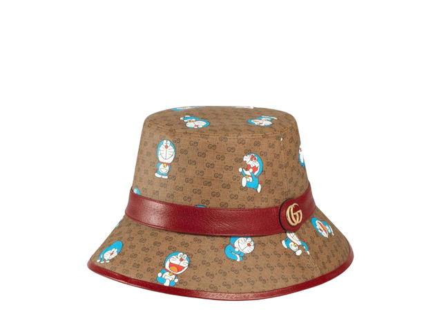Gucci Gucci GG Canvas Bucket Hat In Ebony-Beige-Red GG Supeme Canvas-Doraemon Printed - view 2
