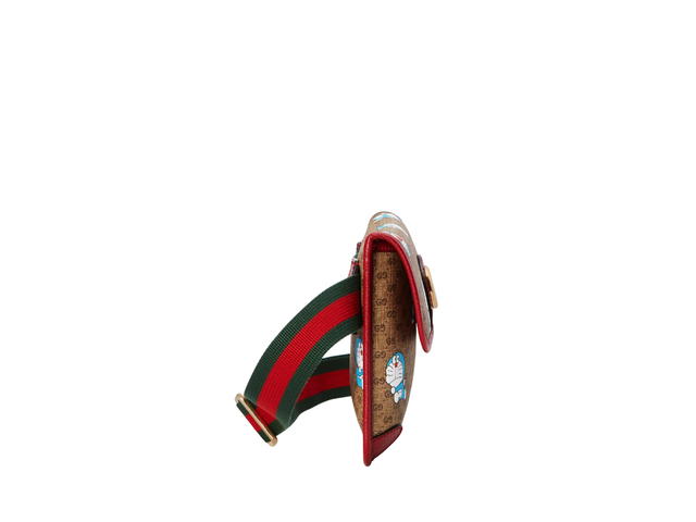 Gucci Gucci X Doraemon Small Belt Bag In Beige-Ebony Mini GG Supreme-Doraemon Print Canvas-Cherry Red Trim With Shiny Gold Toned Hardware - view 4